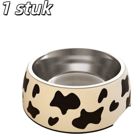 gamelle pour chien/chat (1 pièce) - Gamelle en mélamine - Acier inoxydable (inox) - Tapis antidérapant épais - Stable - Convient aux chiens et aux chats - 17 x 17 x 6,5 cm - Noir et blanc (1/5)