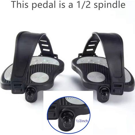 1 Paire de pédales de vélo avec cale-pieds et sangles antidérapantes pour vélo d'exercice, spinning et VTT (1/5)