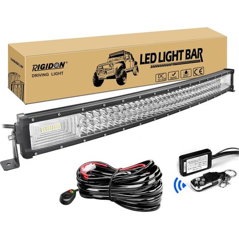 80 cm 32 pouces 405W incurvée led light barre avec 12V stroboscopique faisceau de câblage kit, Barre d'éclairage led, feu antibrouillard pour offroad Véhicules Voiture camions 4x4,6000K (1/5)