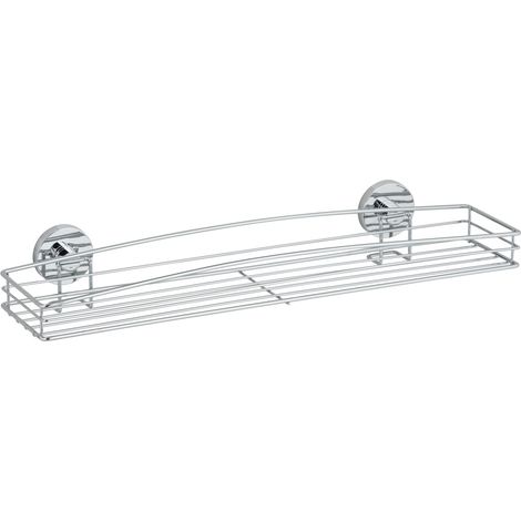 WENKO Vacuum-Loc® Maxiablage Milazzo, Befestigen ohne bohren, Silber glänzend, Stahl chrom