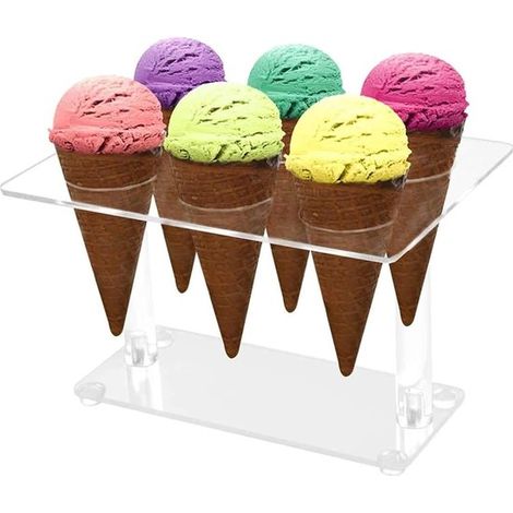 Durchsichtiger Acryl-Eiscremebehälter mit 6 Löchern – Abnehmbare Präsentationsfläche für Sushi, Popcorn und Snacks auf Kindergeburtstagen (1/5)