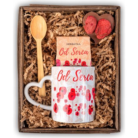 Valentinstagsgeschenk für Frauen: Set aus Teetasse und Pralinenschachtel (1/5)