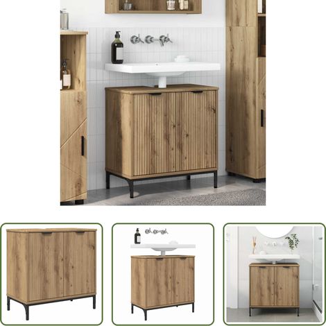 Badezimmer Schrank - Waschbeckenschrank mit Tür Artisan-Eiche 60,5 x 33,5 x 61 cm (1/5)