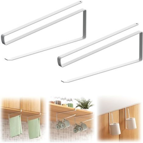 Porte-rouleau de papier essuie-tout sans perçage - Pour cuisine et salle de bain - Blanc (1/5)