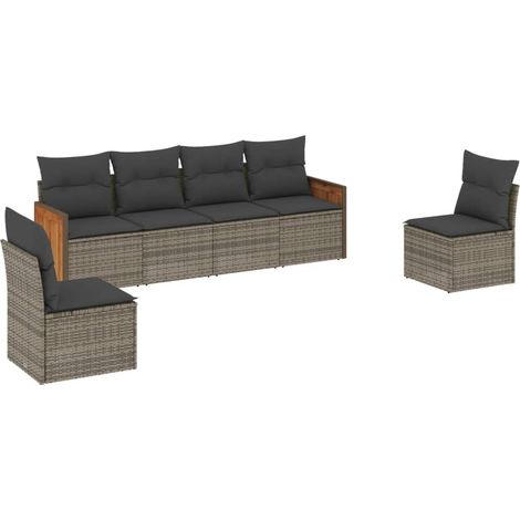Maison Exclusive - 6-tlg. Garten-Sofagarnitur mit Kissen Grau Pol