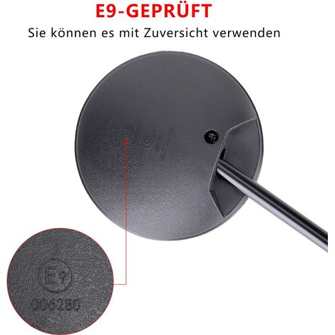 Rétroviseur de moto E9-certifié, rétroviseur rond de moto à rotation 360°, rétroviseur de moto M8 compatible avec scooter, roller, ATV, mobylette, dirt-bike (1/4)