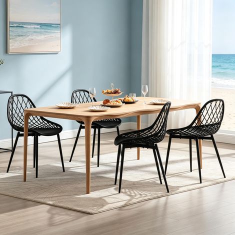 Chaise d'appoint de style moderne, chaise de salle à manger unique avec dossier ajouré, chaise de salon, chaise de coiffeuse, chaise de bureau (lot de 4 chaises uniquement) (1/4)