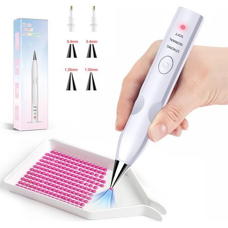 Bolígrafo eléctrico para pintura de diamantes，3 niveles de succión ajustables，Recargable y de color blanco，1 unidad (1/5)