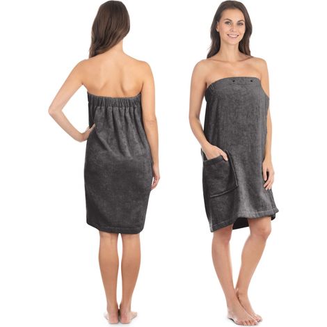 Liebenstein Saunakilt Damen Kilt Größe S / M Premium Damenkilt aus Baumwolle Anthrazit (1/5)
