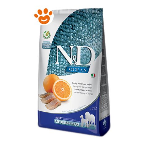 Farmina Dog N&D Ocean Adult Medium Maxi Aringa e Arancia - Farmina Dog N&D Ocean Adult Medium Maxi Aringa e Arancia - Sacco Da 2,5 Kg