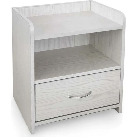 Mesita de noche blanca con 1 cajón 43x30x48 cm