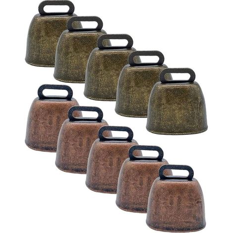 Metallglocke – Robustes Eisen mit Antikbronze-Finish – Für Rinder, Ziegen, Schafe und Hunde – 10er-Packung (1/5)