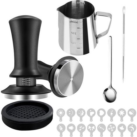 Set di accessori per espresso da 6 pezzi, set di pressini per espresso, pressino per espresso da 51 mm con meccanismo a molla e calibrazione, filtro a disco per espresso da 51 mm e (1/5)