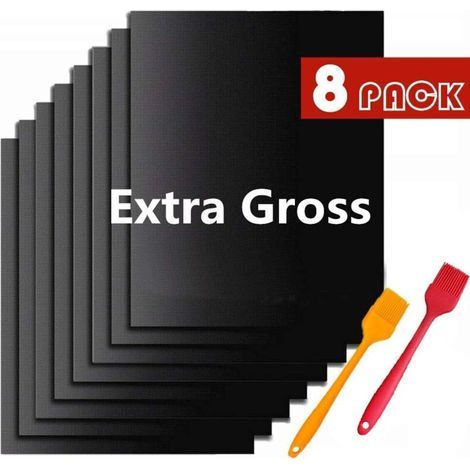 Tapis de barbecue antiadhérent réutilisable 33x40cm – Lot de 8 – Compatible avec charbon, gaz, électrique – Facile à nettoyer (1/5)
