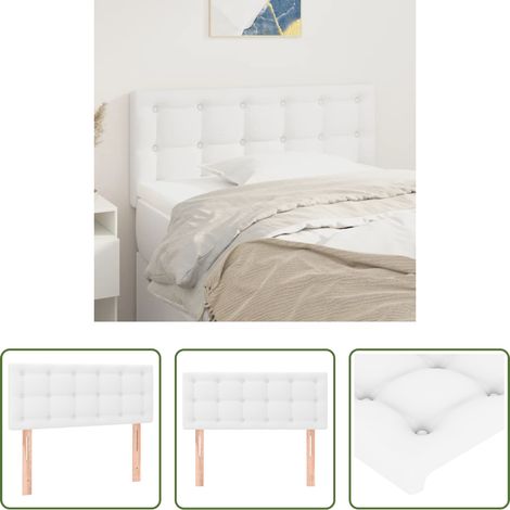 Tête de lit en similicuir - Tête de lit Blanc 100x5x78/88 cm Similicuir (1/5)