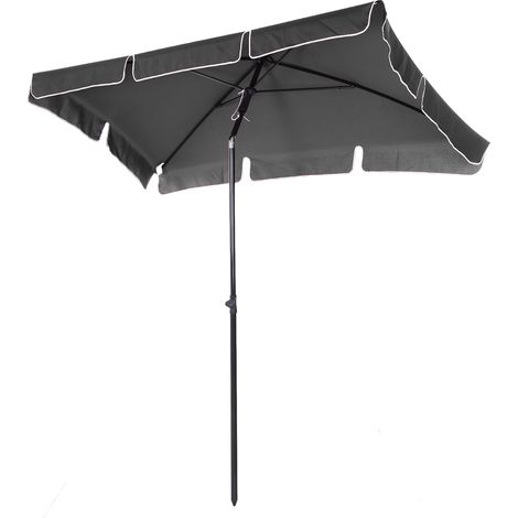 Gartenschirm, rechteckig, neigbar, Aluminium- und Metallgestell, hochdichtes Polyester, 2 x 1,3 m, grau