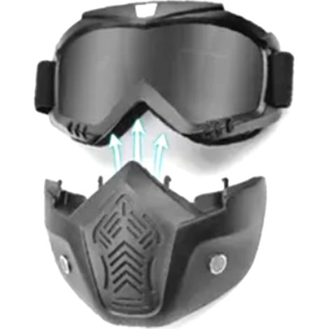 Lunettes de moto anti-vent tout-terrain, écran facial démontable, monture noire, verre gris, équipement de conduite extérieur (1/5)