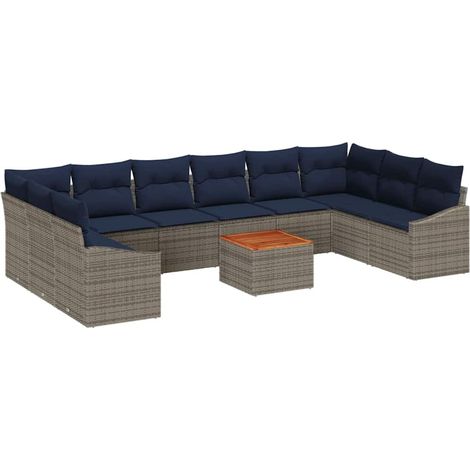 Garden Sofa Set 11 pcs Grey and Navy Blue vidaXL (1/5)
