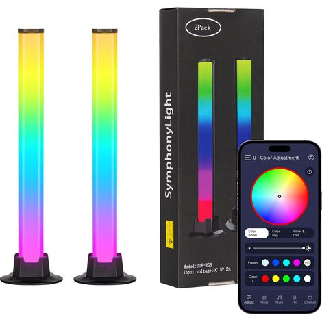 Todeco – Lot de 2 lampes de bureau LED RGB – Effets d'éclairage synchronisés avec musique – Contrôle par APP – Lumière d'ambiance pour TV et PC (1/5)