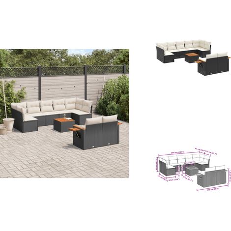 Salon de jardin 10 pcs avec coussins noir résine tressée - Salon De Jardin - Canapé Extérieur - Mobilier De Jardin - Set Salon De Jardin - Résine Tressée