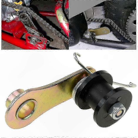 Tendeur de chaîne moto avec ressort et galets, régulateur de tension chaîne pour motocyclette, dispositif à rouleaux, pièce robuste pour transmission. (1/5)
