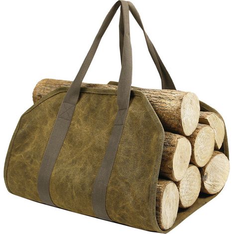 Sac de transport pour bûches de cheminée, support en toile, avec poignées durables pour le transport des poils de bois, accessoires pour intérieur ou extérieur, camping (94 x 46 cm) (1/5)