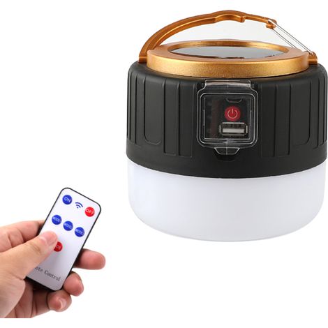 Solarbetriebene Campinglampe für den Außenbereich mit Fernbedienung, Solar-LED-Beleuchtung für Zelt oder Campingplatz, USB-Ausgang. (1/5)