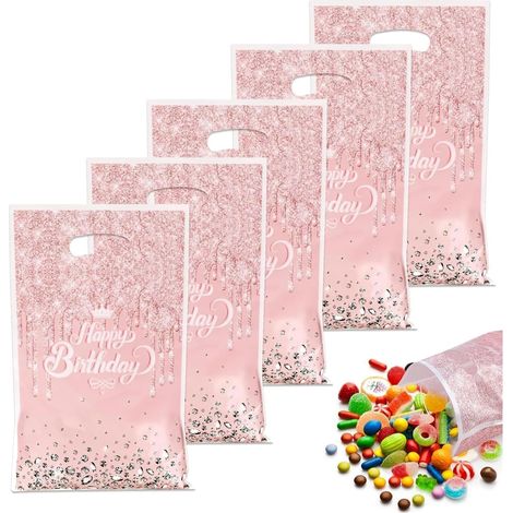 30 Sachet, Plastique, 25x16,5cm, Motif Joyeux Anniversaire, Cadeau Fête Enfant (1/5)