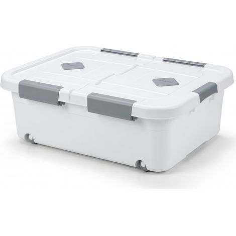 Boîte de rangement sous lit à roulettes blanc neige 57 x 43 x 16 (1/5)