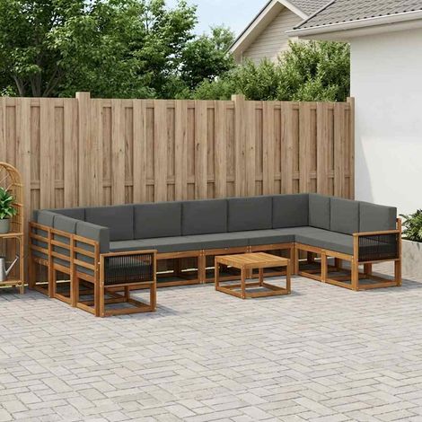 vidaXL Outdoor-Sofagarnitur mit Kissen 11 pcs Natur und Anthrazit (1/5)