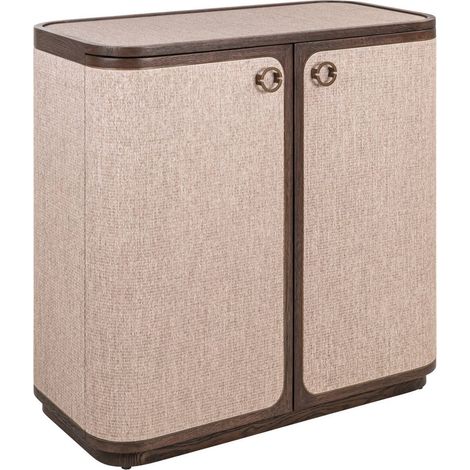 Buffet beige deux portes au charme naturel - beige et bois foncé (1/5)