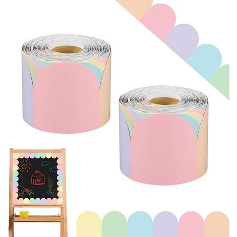 2 pièces - Bordure pour tableau d'affichage - Ruban décoratif à bord ondulé - Bordure pour salle de classe - 20 m × 7,5 cm - Bord festonné décoratif pour tableau d'affichage, mur et salle de classe - (1/5)