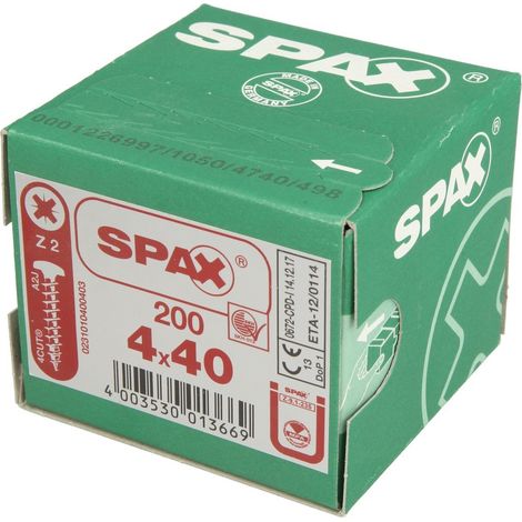 Vis Spax 4 x 40 mm à tête ronde galvanisées