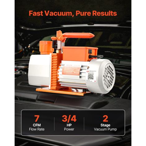 Pompe à Vide 7 CFM 198 L/min Pompe à Vide Climatisation Palettes Rotatives 2 Étages Compatible R134a R22 R410a R1234YF R32 pour Ent… (1/5)