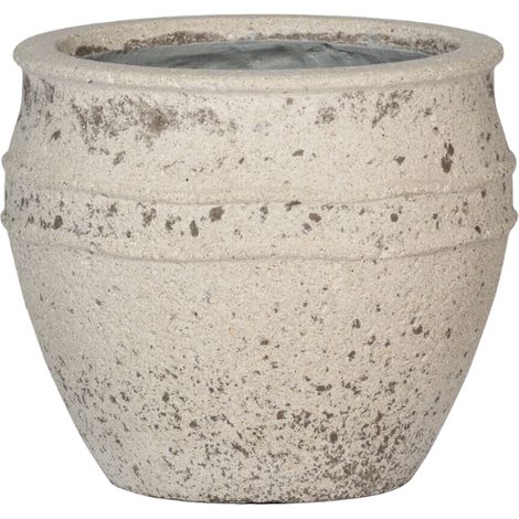 Pot de Fleurs Rond Athena S en Céramique Blanc Craie - Ø 29 x H 24 cm - PANGIVO (1/2)