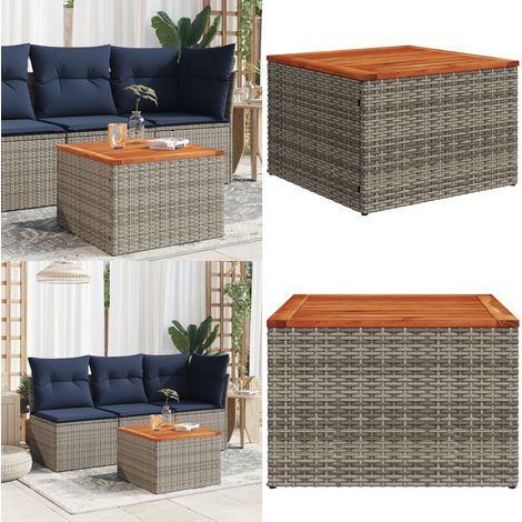 Gartentisch Grau 55x55x37 cm Poly Rattan und Akazienholz - Gartentisch - Esstisch - Terrassenmöbel - Gartenmöbel - Rattan Tisch - Home & Living (1/5)