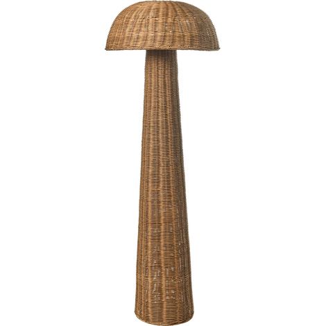 Beliani – Floor lamp with rattan shade – 60W max – Ambient light for living room and bedroom – Handmade boho style – 210cm cord length (1/5)