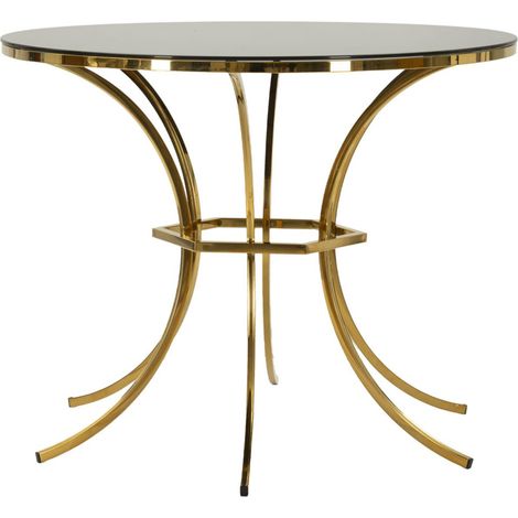Tavolo da pranzo Shanty rotondo in vetro e ferro oro e nero Ø100x80 cm