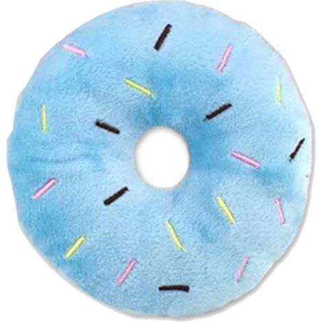 Hundekauspielzeug in Form eines Donuts, aus weichem und bissfestem Plüsch, mit Quietscher. (1/5)