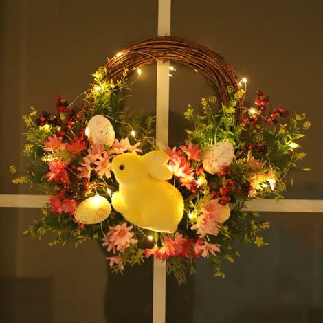 Osterdekoration – Hasenkranz, Lichterkettenkranz (1/5)
