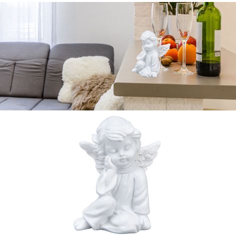 Statue de chérubin en résine synthétique, adorable figurine blanche de bébé pour décoration de fête. Statue de chérubin à droite. (1/5)