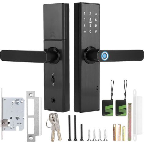 Serrure connectée WiFi Tuya écran tactile biométrique carte IC code clé mécanique alliages zinc étanche ouverture sans clé (1/5)