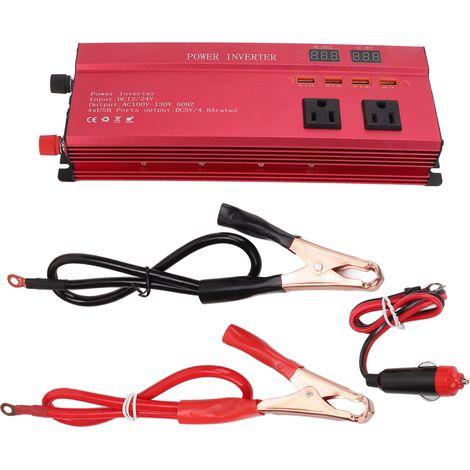 Convertisseur 12V/24V vers 110V 60Hz 900W, onde sinusoïdale modifiée, 3 sorties AC, 4 USB pour smartphone et tablette (1/5)