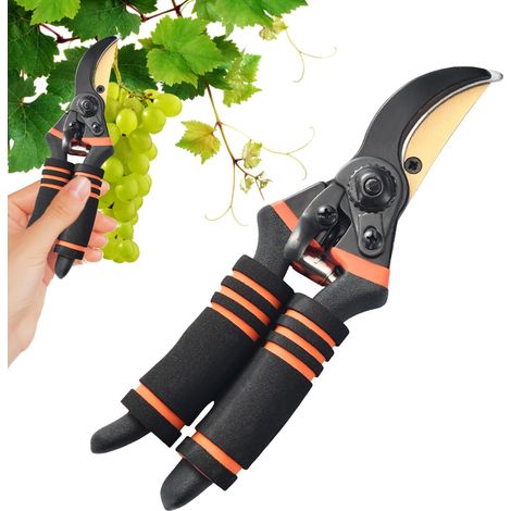 1 - Sécateur - Cisaille De Jardin - Acier Titane Antirouille - Poignée Ergonomique Antidérapante - Pour Taille Fleurs Haies Arbres - Argent - 300g