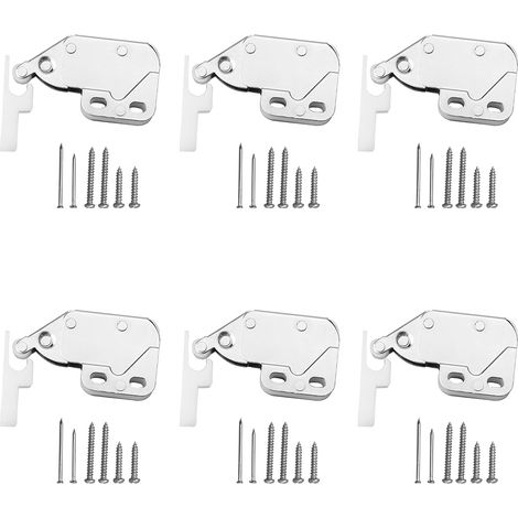 Lot de 6 loqueteaux à ressort - Mini loqueteaux à ressort - Pour porte d'armoire, avec vis, tiroirs, abris de jardin (1/5)