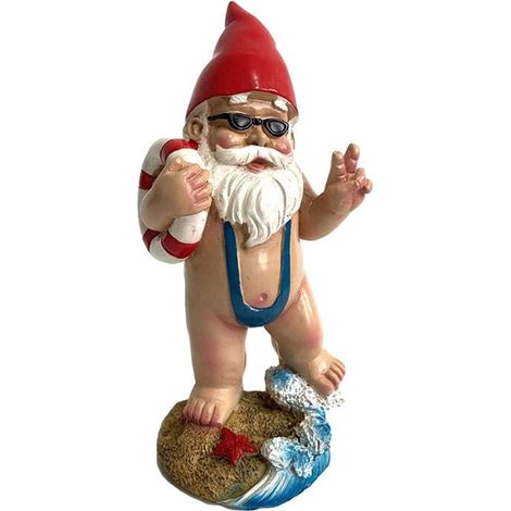 Ornement Gnome de Jardin Drôle Sculpture Baleine Bleu 15 cm Cadeau Original Déco Extérieur (1/4)