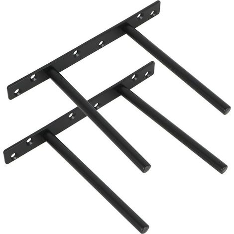 Set of 2 Invisible Floating Shelf Brackets – Black Stainless Steel – Discreet Wall Mounting – Dimensions 200x150mm – 12 Wall Plugs and Screws Included (1/4)