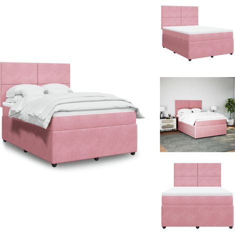 Sommier à lattes de lit avec matelas Rose 140x190 cm Velours - Sommier À Lattes De Lit - Sommiers À Lattes De Lit - Lit - Meuble De Chambre À Coucher (1/5)