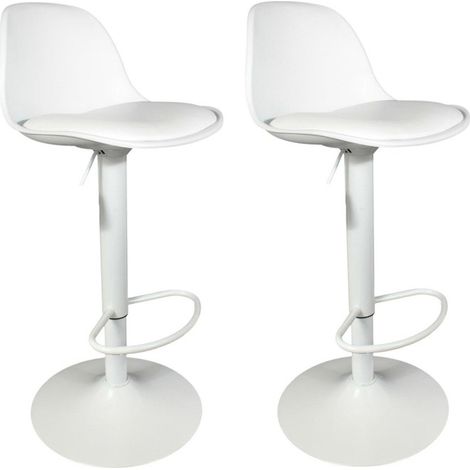 Lot de 2 Tabourets de Bar "Isak" 104cm Blanc (1/5)