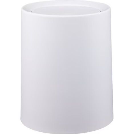 Poubelle à couvercle basculant, 8 litres, poubelle salle de bain à couvercle en plastique et seau intérieur, housse pour des sacs poubelle invisibles, (L/P x H) : Ø 21.7 x 25,5 cm,Blanc (1/3)